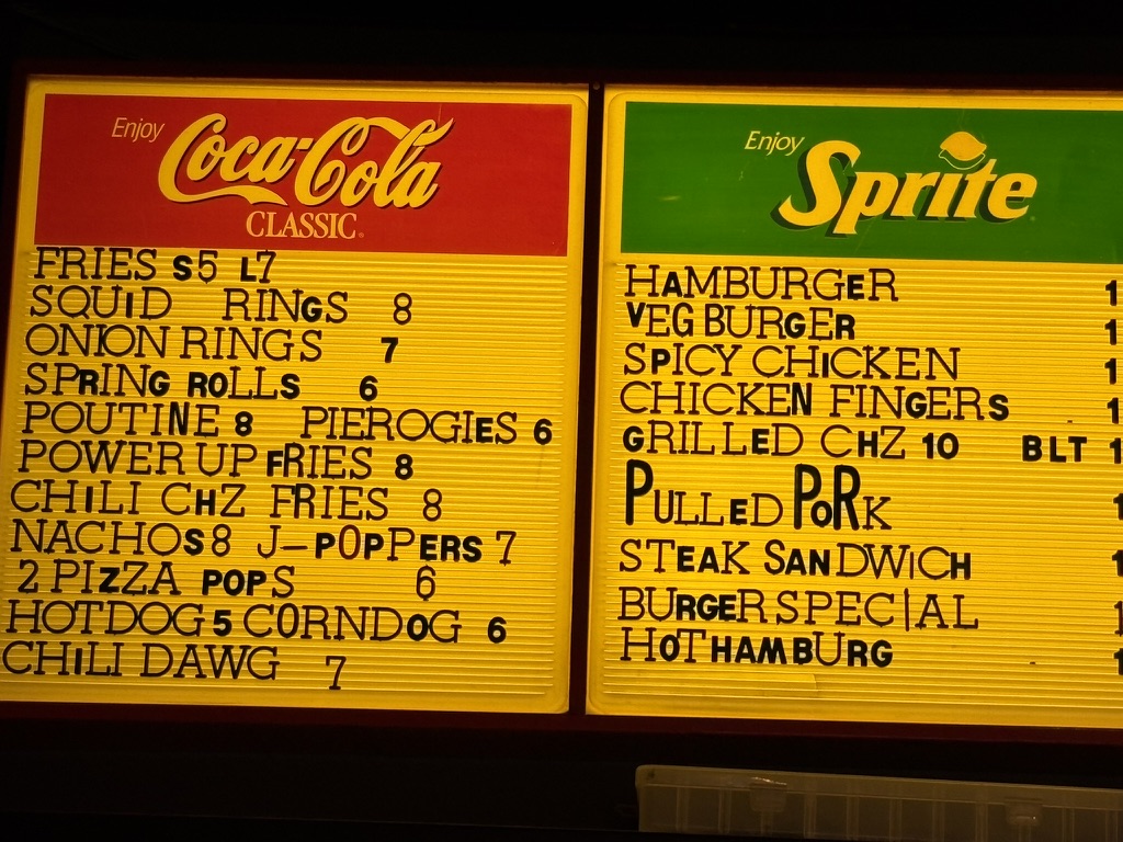 The menu at ZED*80 Arcade Bar in Toronto that inspired this site's design